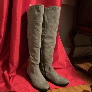 Suede Tall Lace Back Boots